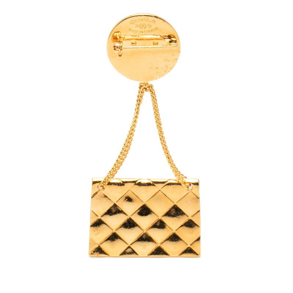 CHANEL Authentic Vintage Gold Logo Brooch - Picture 2 of 3